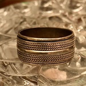 Sterling Silver Double Rope Spinner Men’s Ring